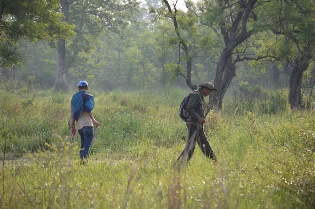 Walking through the jungle of Shiva community forest with a local guide